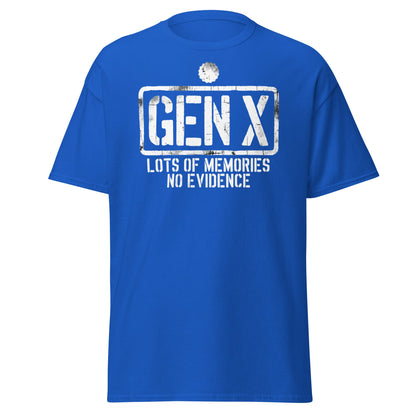 Gen X Lots of Memories No Evidence - Royal - T-Shirts Online