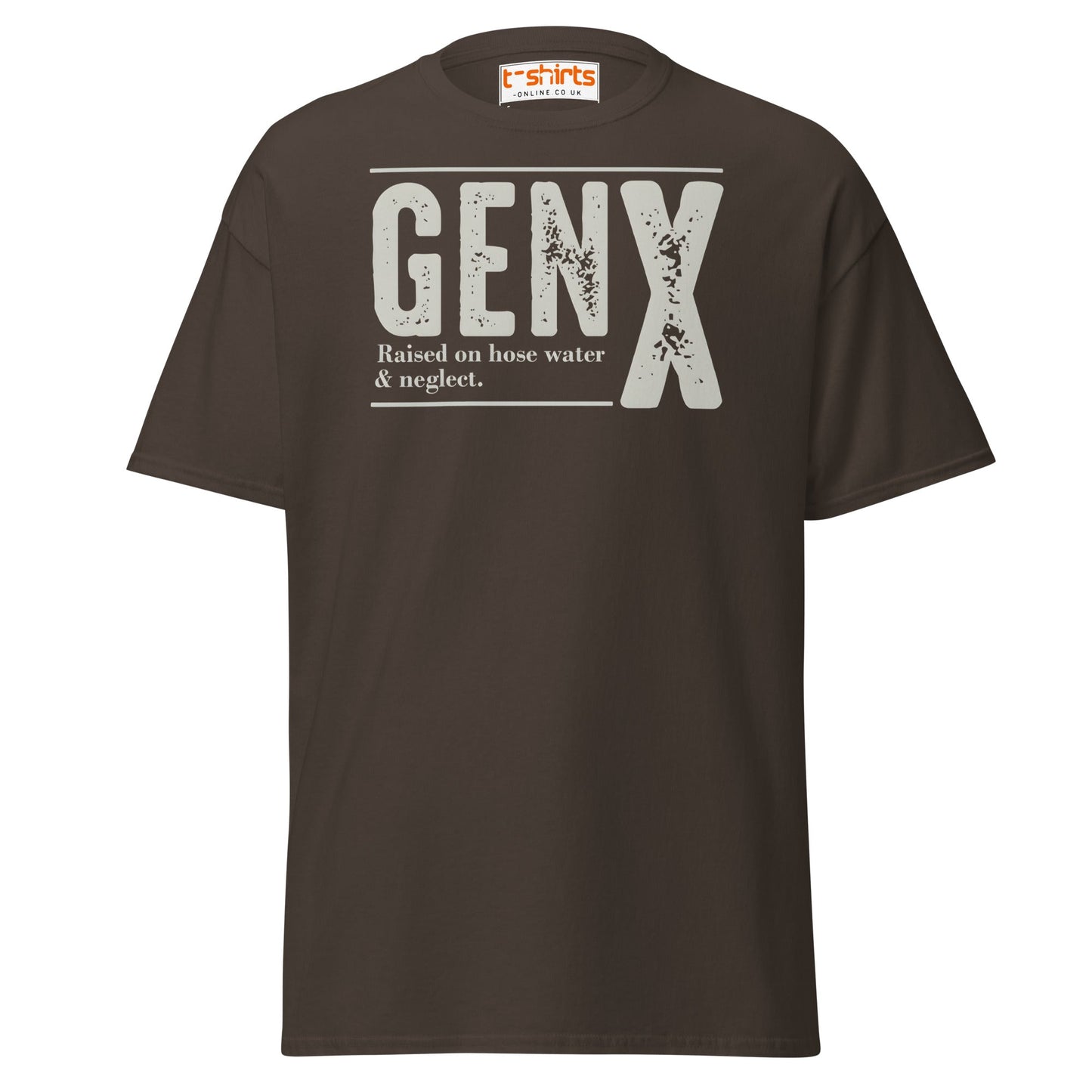 Gen X T-Shirt | Raised on Hose Water & Neglect Tee - Dark Chocolate - T-Shirts Online