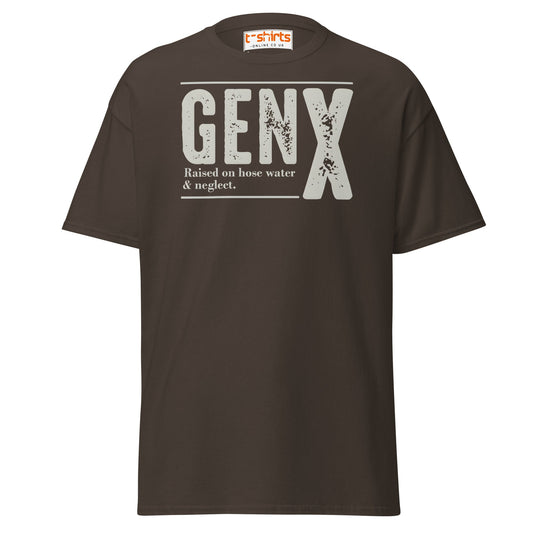 Gen X T-Shirt | Raised on Hose Water & Neglect Tee - Dark Chocolate - T-Shirts Online