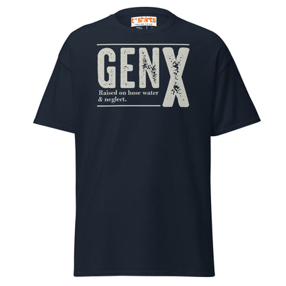 Gen X T-Shirt | Raised on Hose Water & Neglect Tee - Navy - T-Shirts Online