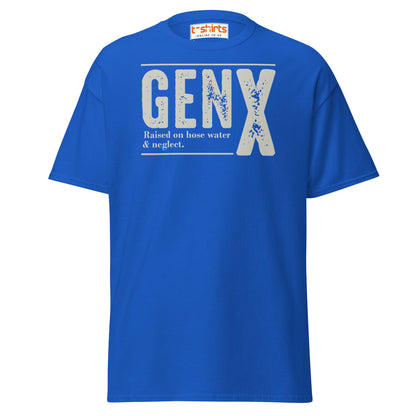 Gen X T-Shirt | Raised on Hose Water & Neglect Tee - Royal - T-Shirts Online