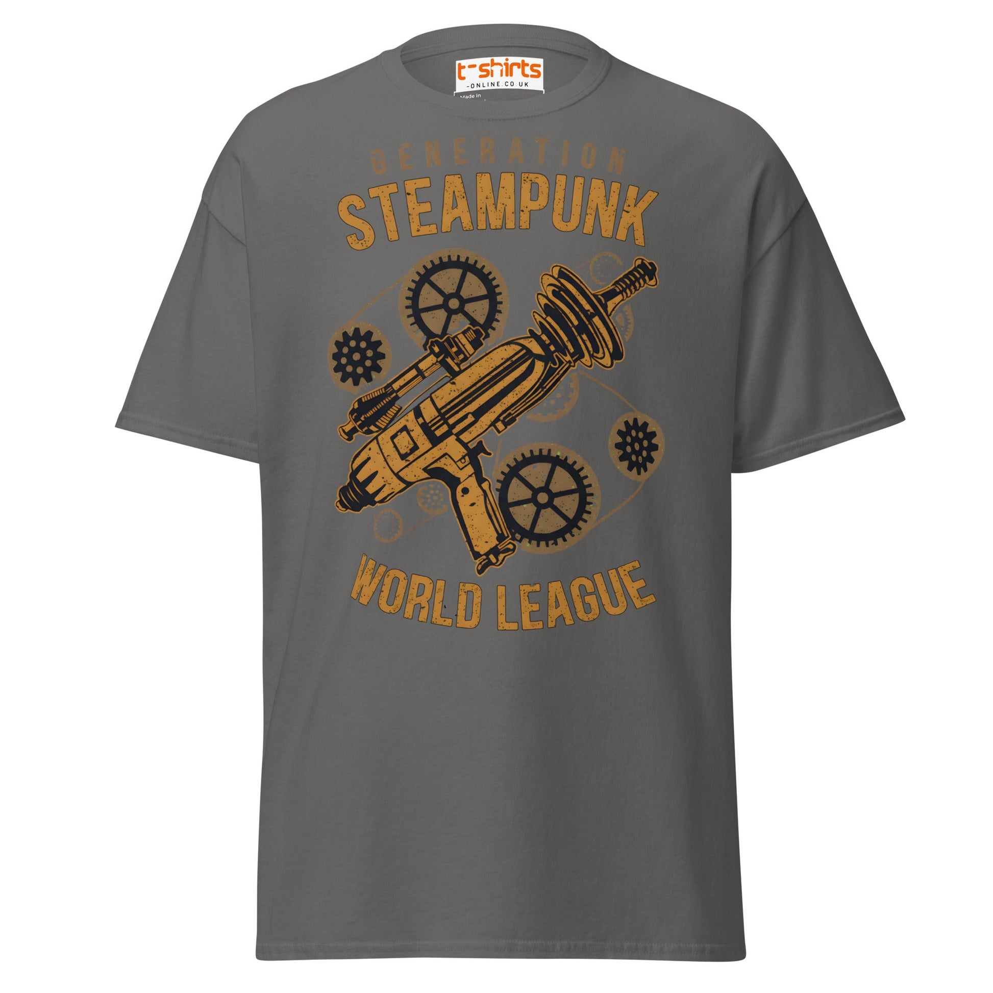 Generation Steampunk T-Shirt | Retro Gearhead Tee - Charcoal - T-Shirts Online