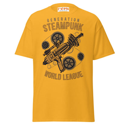 Generation Steampunk T-Shirt | Retro Gearhead Tee - Gold - T-Shirts Online