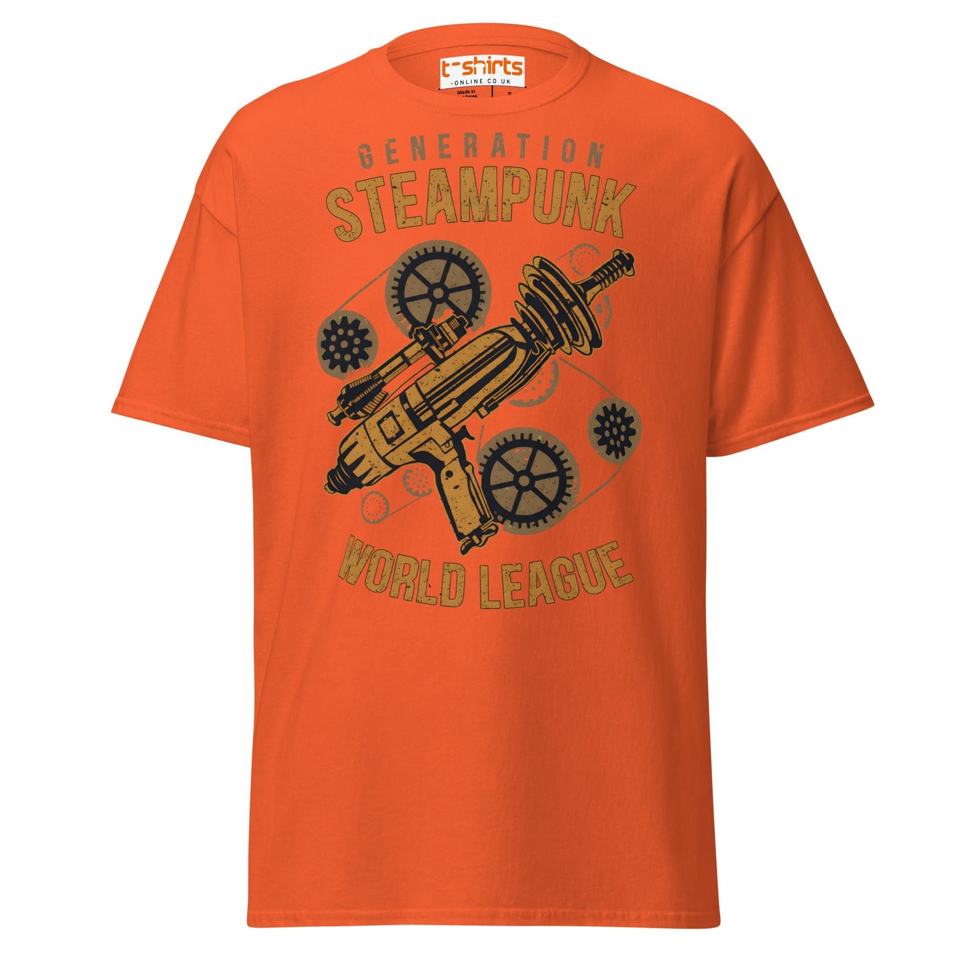 Generation Steampunk T-Shirt | Retro Gearhead Tee - Orange - T-Shirts Online