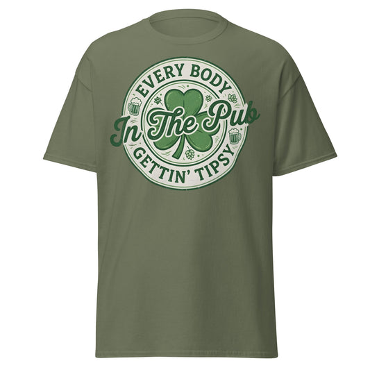 Gettin' Tipsy St. Patrick's Day Pub T-Shirt - Funny Irish Tee - Military Green - T-Shirts Online