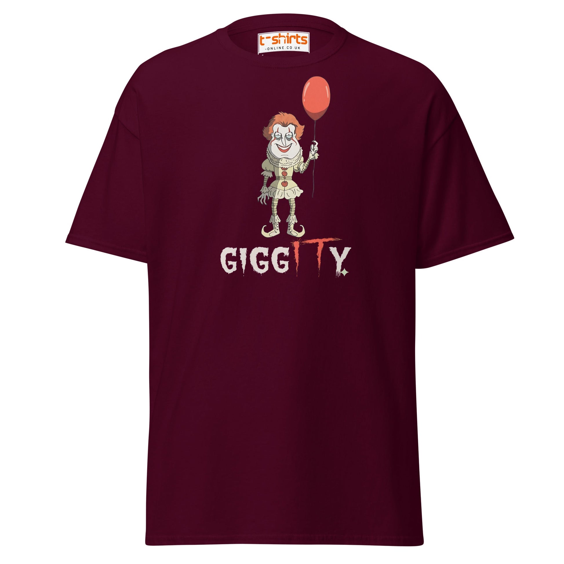 Giggity Clown T-Shirt | Funny Horror Parody Tee - Maroon - T-Shirts Online