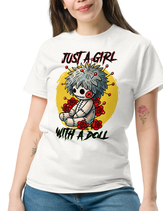 Girl with a Doll | Voodoo Doll T-Shirt - Black - T-Shirts Online