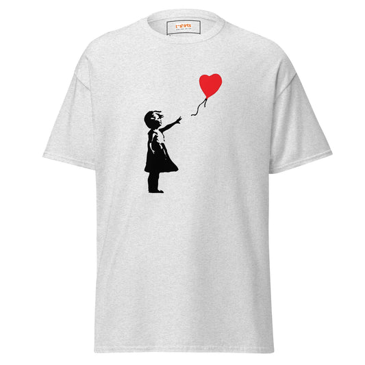 Girl with Balloon | Banksy Inspired T-Shirt - Ash - T-Shirts Online