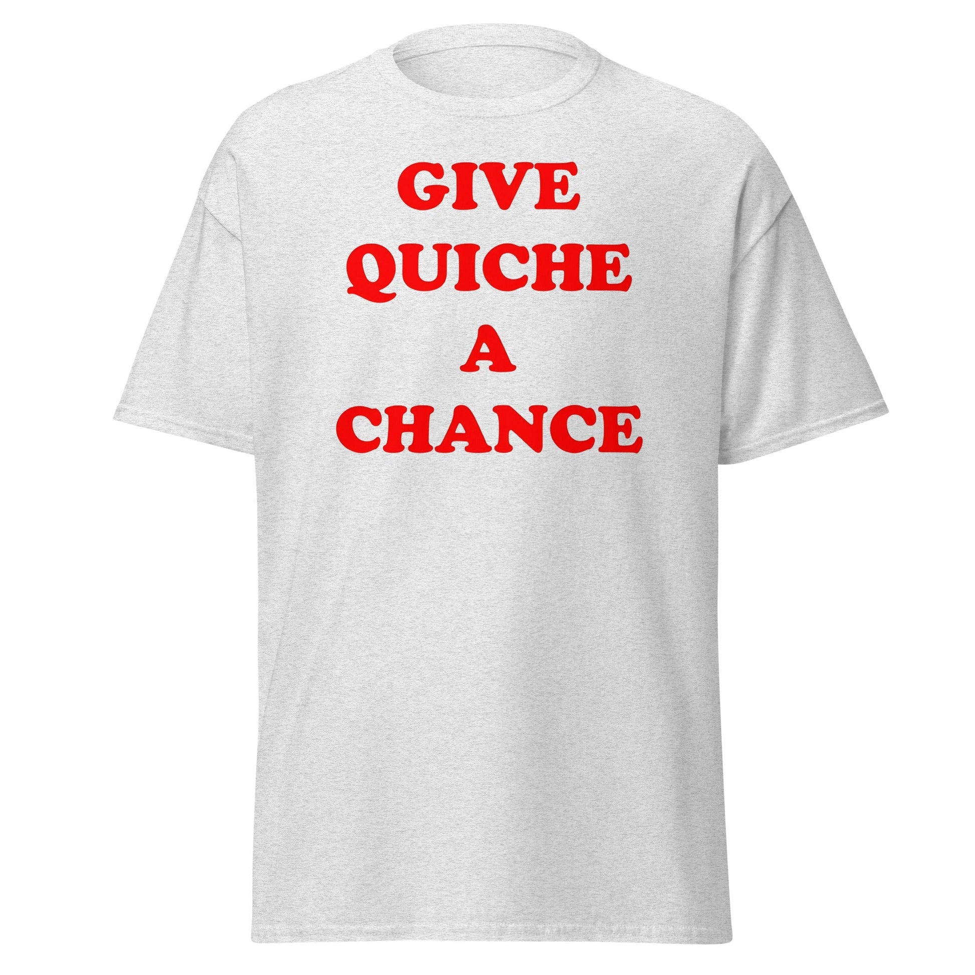 Give Quiche a Chance T-Shirt | Red Dwarf Rimmer Cosplay Tee - Ash - T-Shirts Online