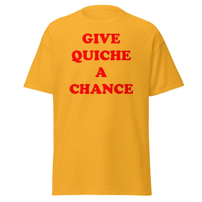 Give Quiche a Chance T-Shirt | Red Dwarf Rimmer Cosplay Tee - Gold - T-Shirts Online