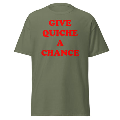 Give Quiche a Chance T-Shirt | Red Dwarf Rimmer Cosplay Tee - Military Green - T-Shirts Online