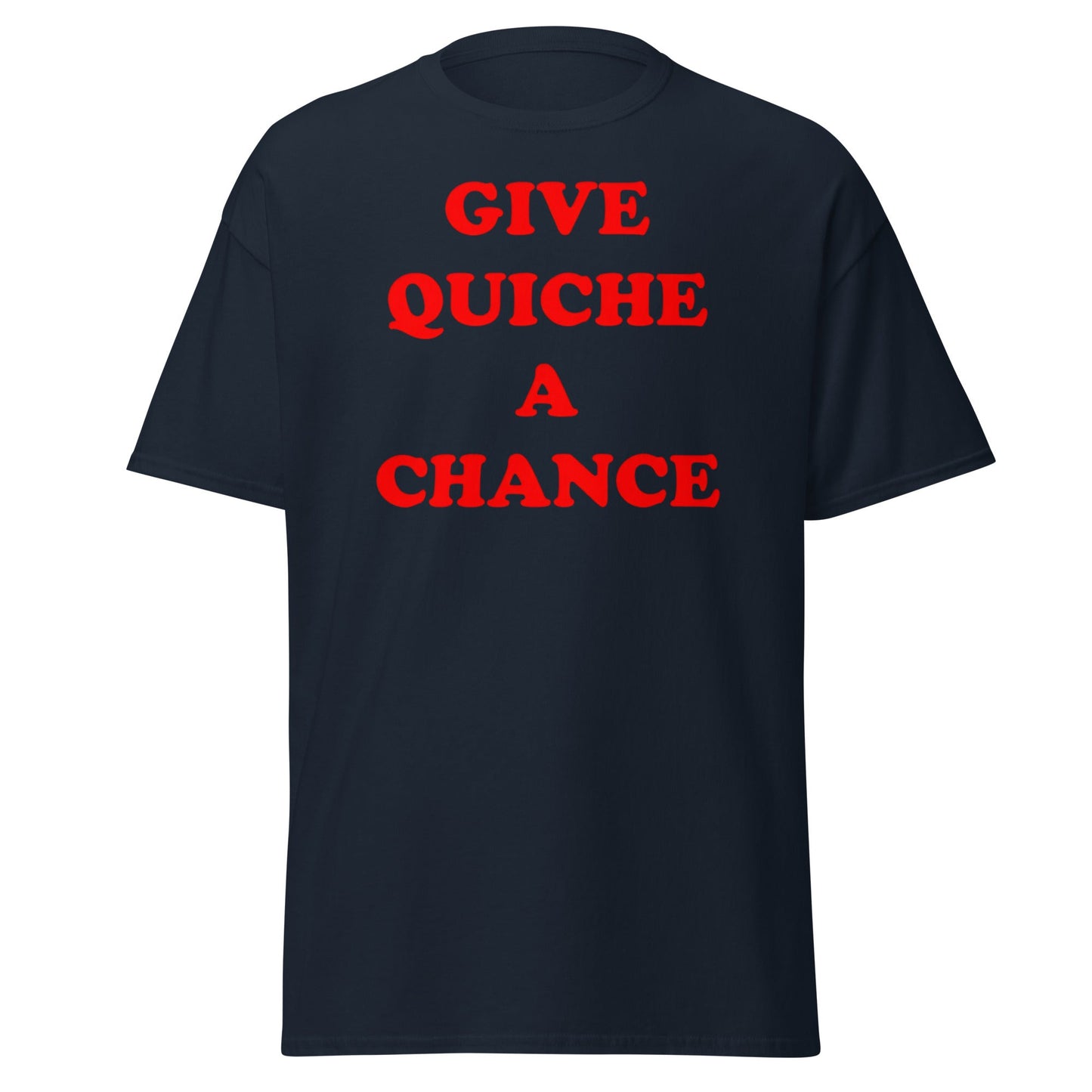Give Quiche a Chance T-Shirt | Red Dwarf Rimmer Cosplay Tee - Navy - T-Shirts Online