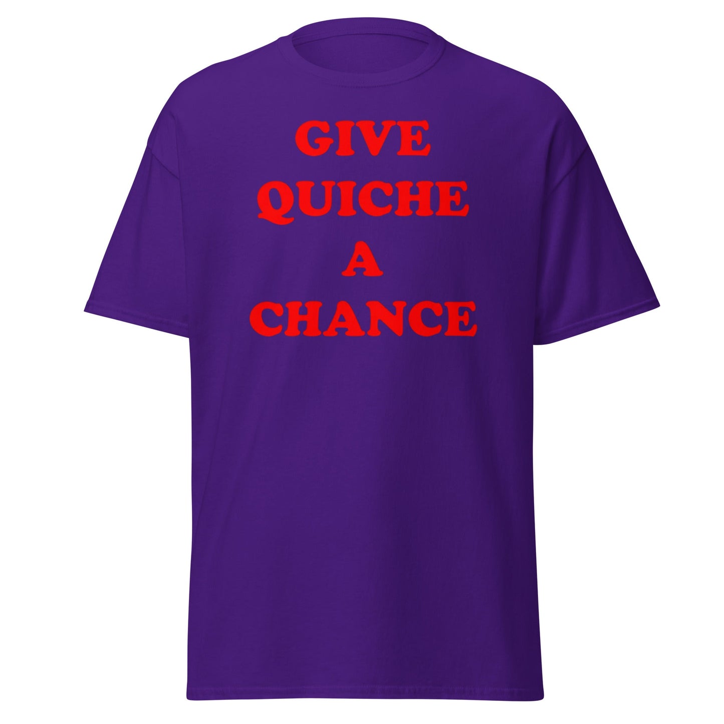 Give Quiche a Chance T-Shirt | Red Dwarf Rimmer Cosplay Tee - Purple - T-Shirts Online