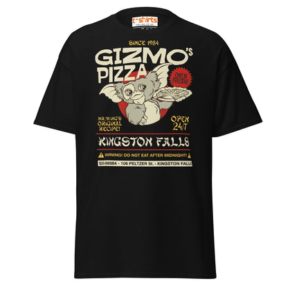 Gizmo’s Pizza T-Shirt | Funny Retro Parody Tee - Black - T-Shirts Online
