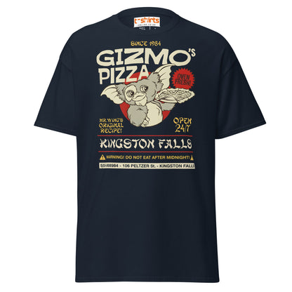 Gizmo’s Pizza T-Shirt | Funny Retro Parody Tee - Navy - T-Shirts Online