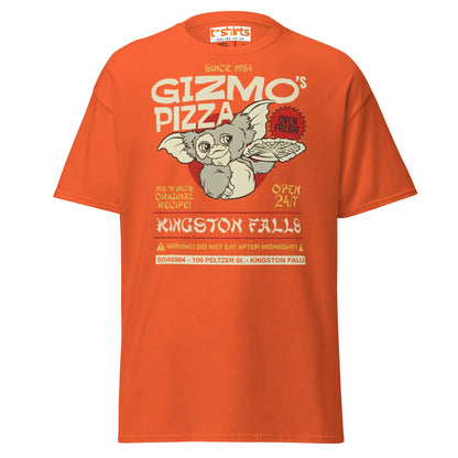 Gizmo’s Pizza T-Shirt | Funny Retro Parody Tee - Orange - T-Shirts Online
