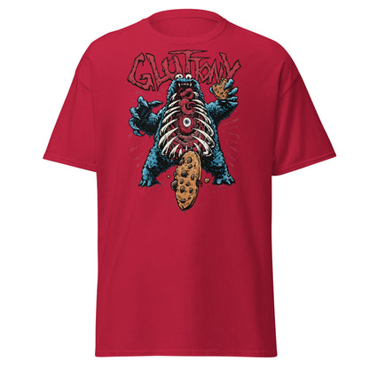 Gluttony Cookie Monster T-Shirt - Funny Horror Parody - Cardinal - T-Shirts Online