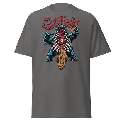 Gluttony Cookie Monster T-Shirt - Funny Horror Parody - Charcoal - T-Shirts Online