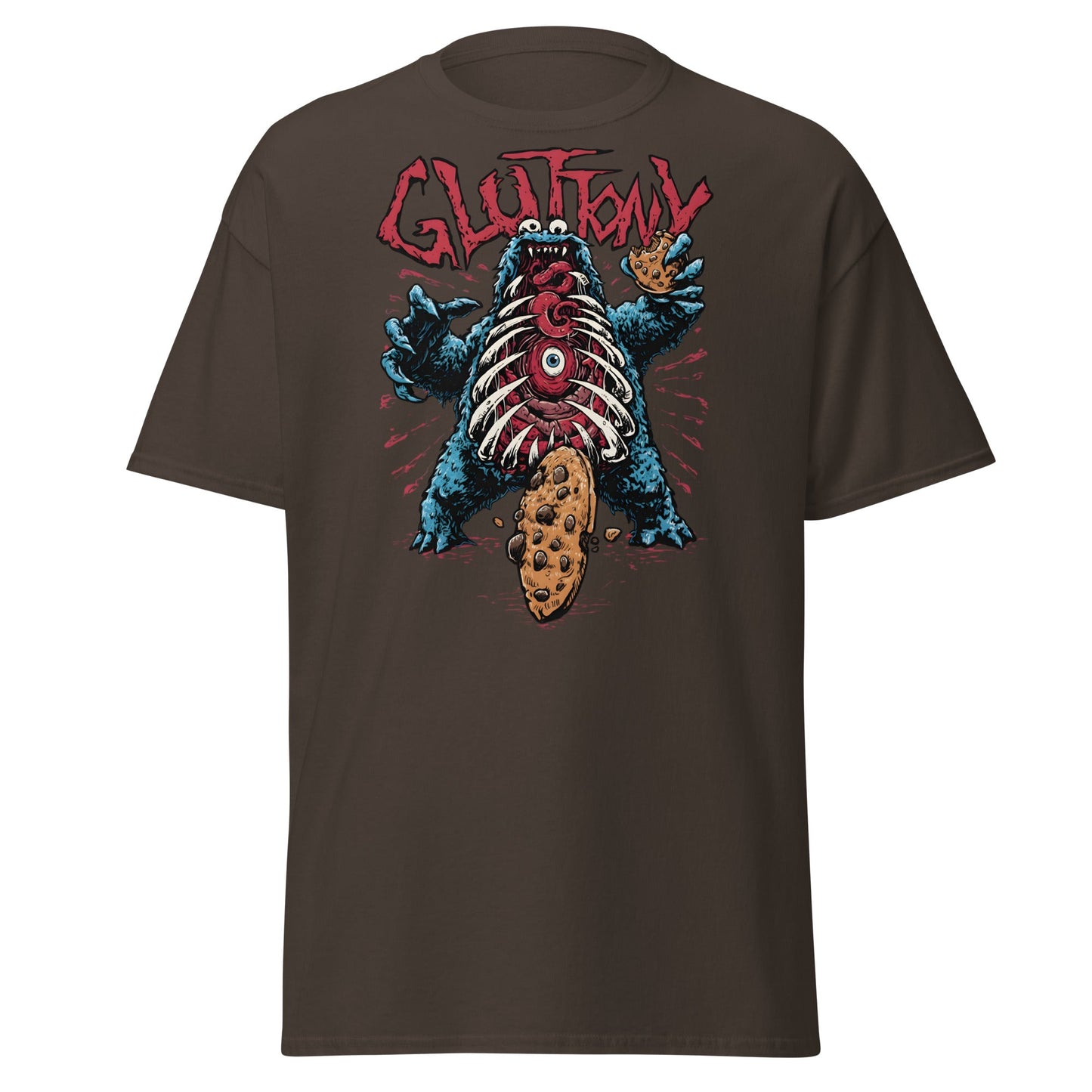 Gluttony Cookie Monster T-Shirt - Funny Horror Parody - Dark Chocolate - T-Shirts Online