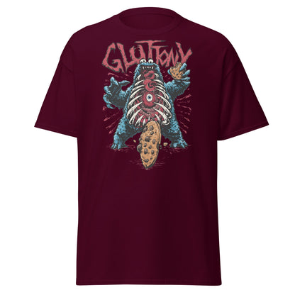 Gluttony Cookie Monster T-Shirt - Funny Horror Parody - Maroon - T-Shirts Online