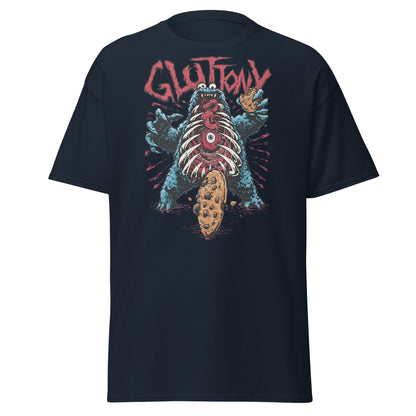Gluttony Cookie Monster T-Shirt - Funny Horror Parody - Navy - T-Shirts Online
