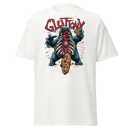 Gluttony Cookie Monster T-Shirt - Funny Horror Parody - White - T-Shirts Online