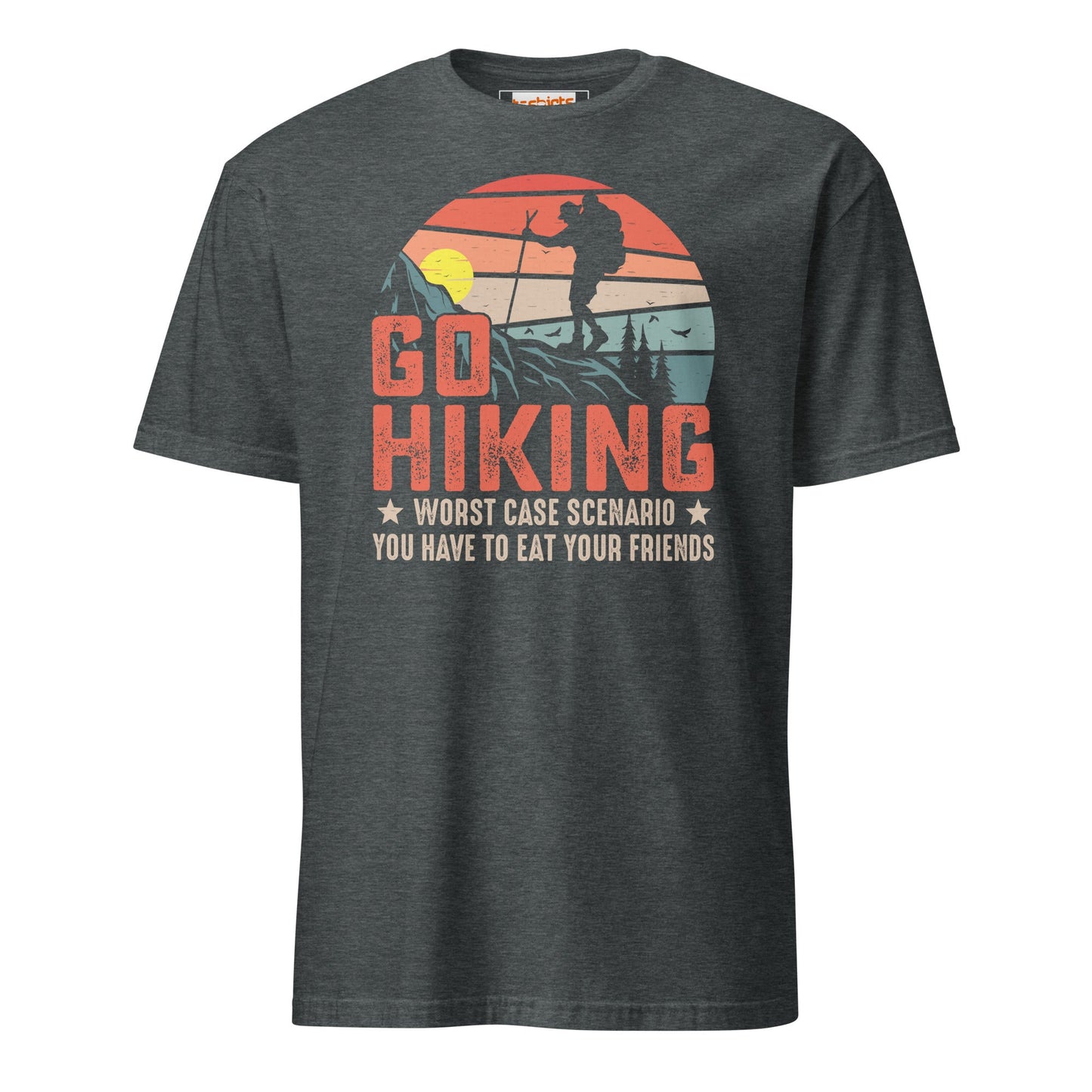 Go Hiking T-Shirt | Outdoors Camping Tee - Dark Heather - T-Shirts Online