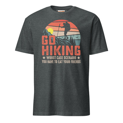 Go Hiking T-Shirt | Outdoors Camping Tee - Dark Heather - T-Shirts Online