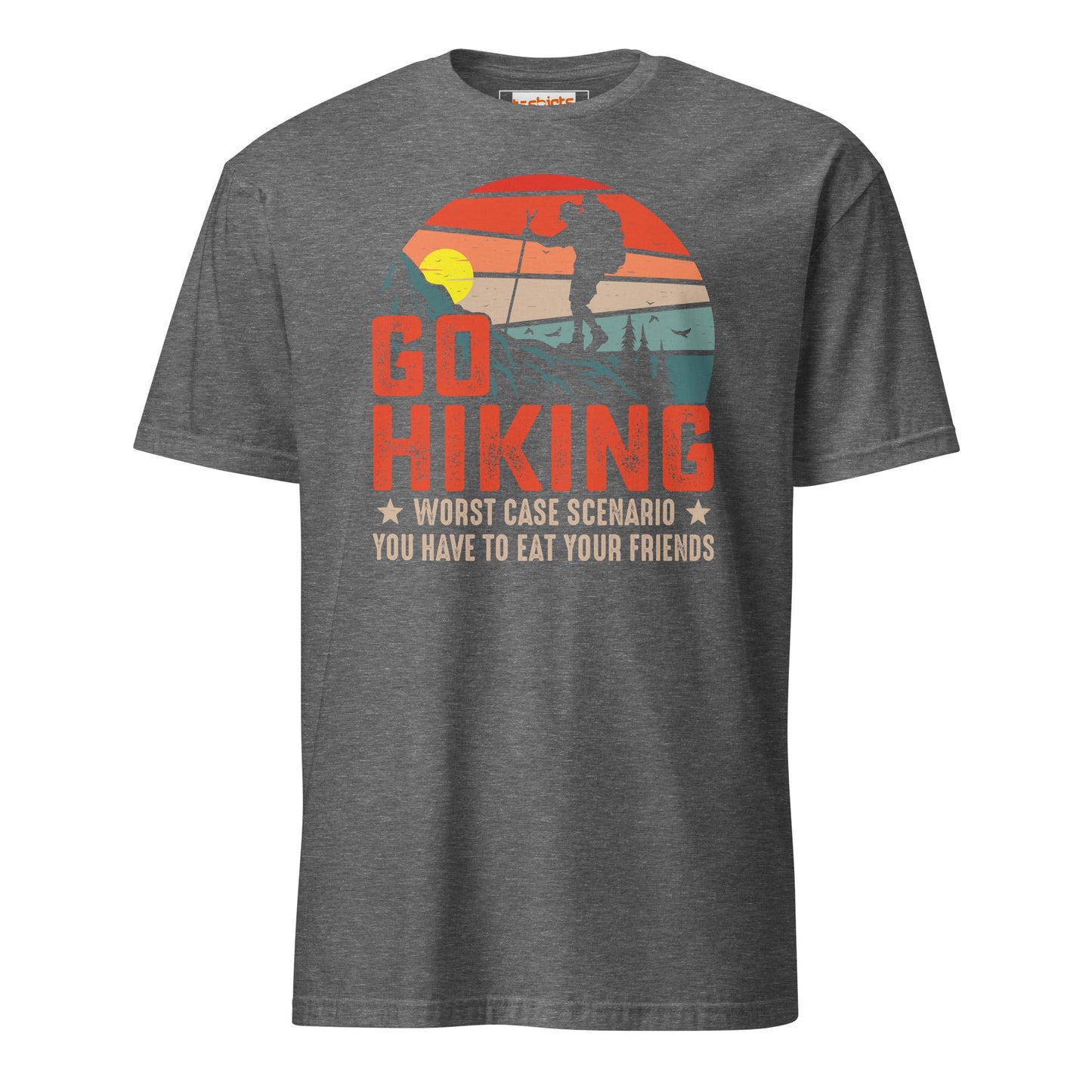 Go Hiking T-Shirt | Outdoors Camping Tee - Graphite Heather - T-Shirts Online