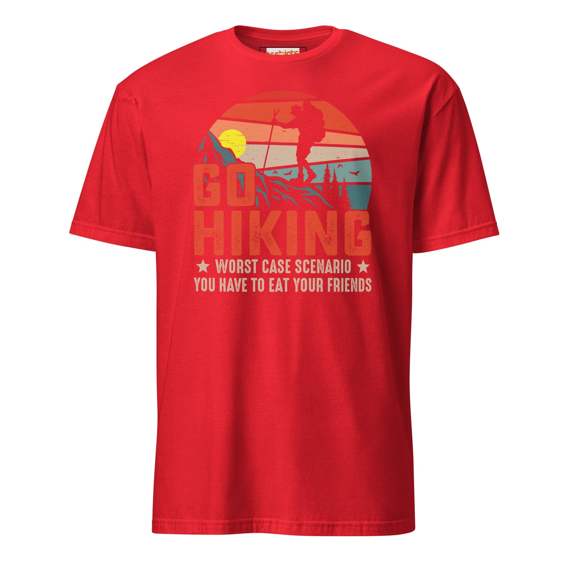 Go Hiking T-Shirt | Outdoors Camping Tee - Red - T-Shirts Online