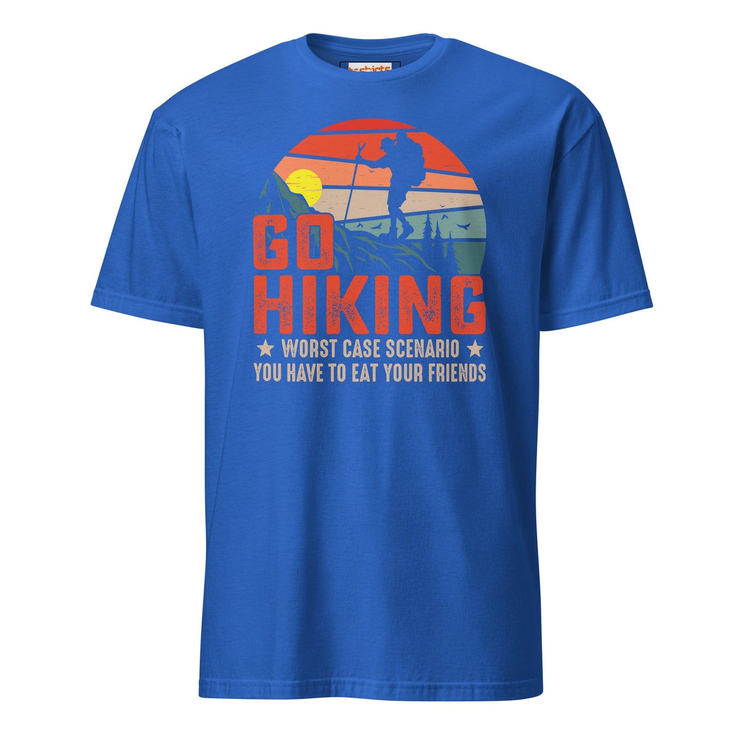 Go Hiking T-Shirt | Outdoors Camping Tee - Royal - T-Shirts Online
