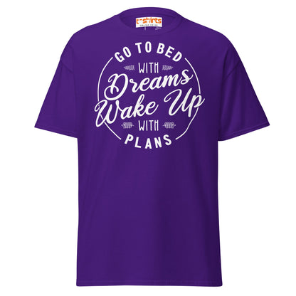 Go To Bed With Dreams T-Shirt – Motivational Quote Tee - Purple - T-Shirts Online