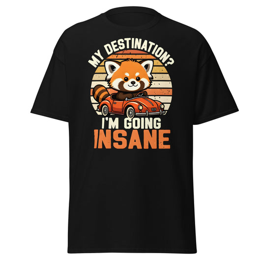 Going Insane Red Panda T-Shirt - Funny Retro Car Tee - Black - T-Shirts Online