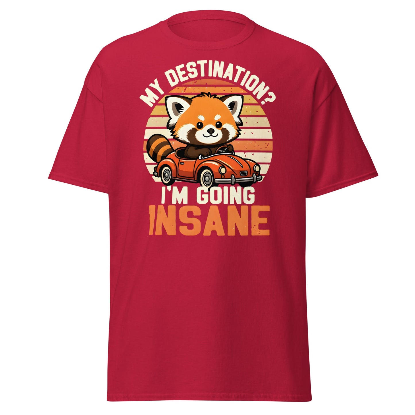 Going Insane Red Panda T-Shirt - Funny Retro Car Tee - Cardinal - T-Shirts Online