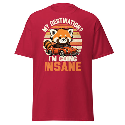 Going Insane Red Panda T-Shirt - Funny Retro Car Tee - Cardinal - T-Shirts Online