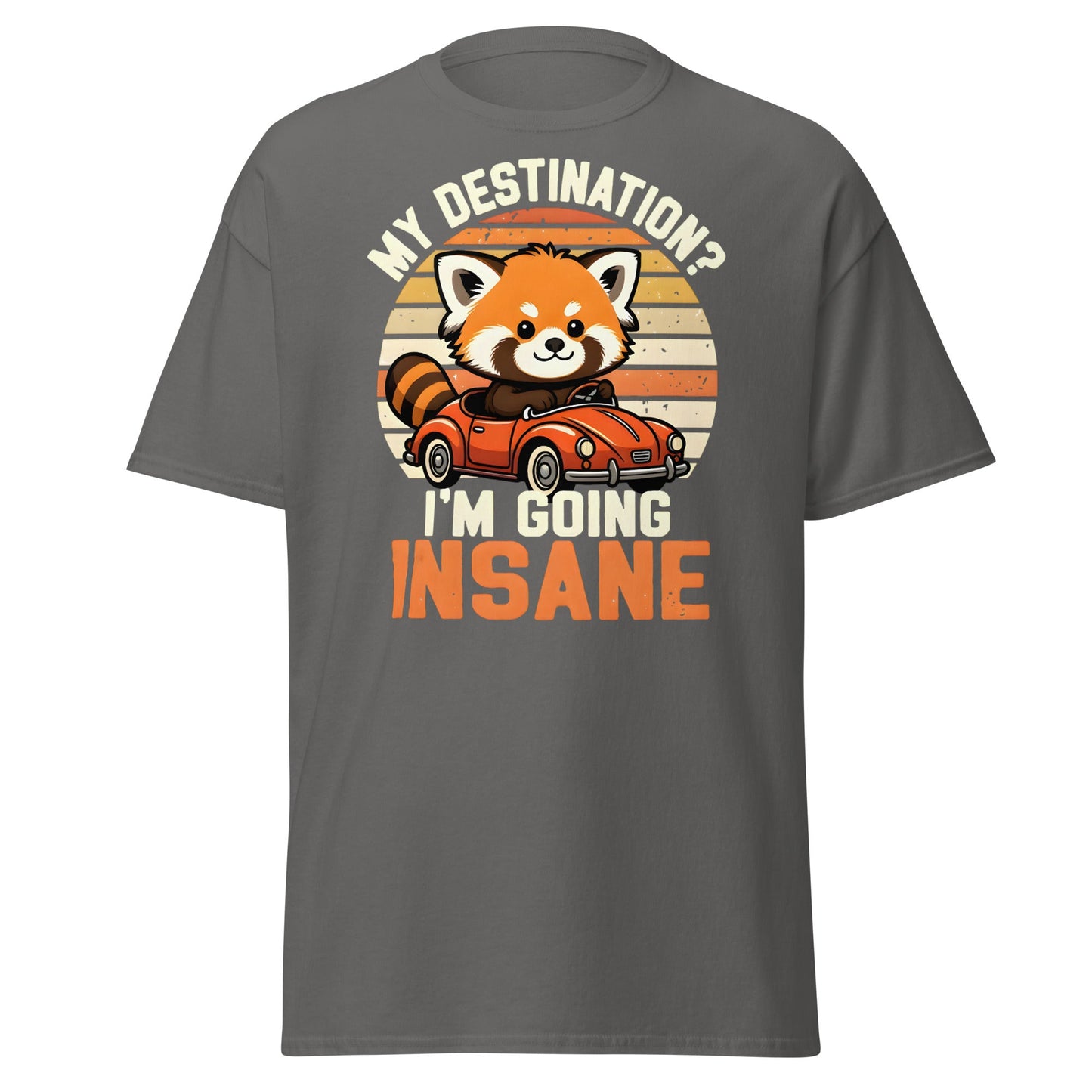 Going Insane Red Panda T-Shirt - Funny Retro Car Tee - Charcoal - T-Shirts Online