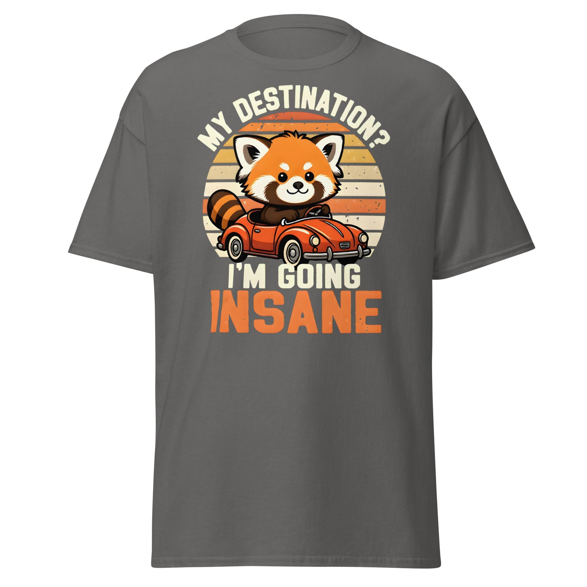 Going Insane Red Panda T-Shirt - Funny Retro Car Tee - Charcoal - T-Shirts Online