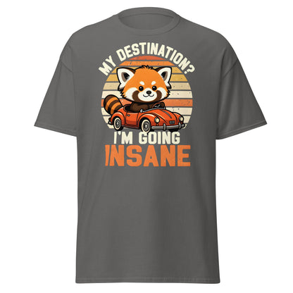 Going Insane Red Panda T-Shirt - Funny Retro Car Tee - Charcoal - T-Shirts Online