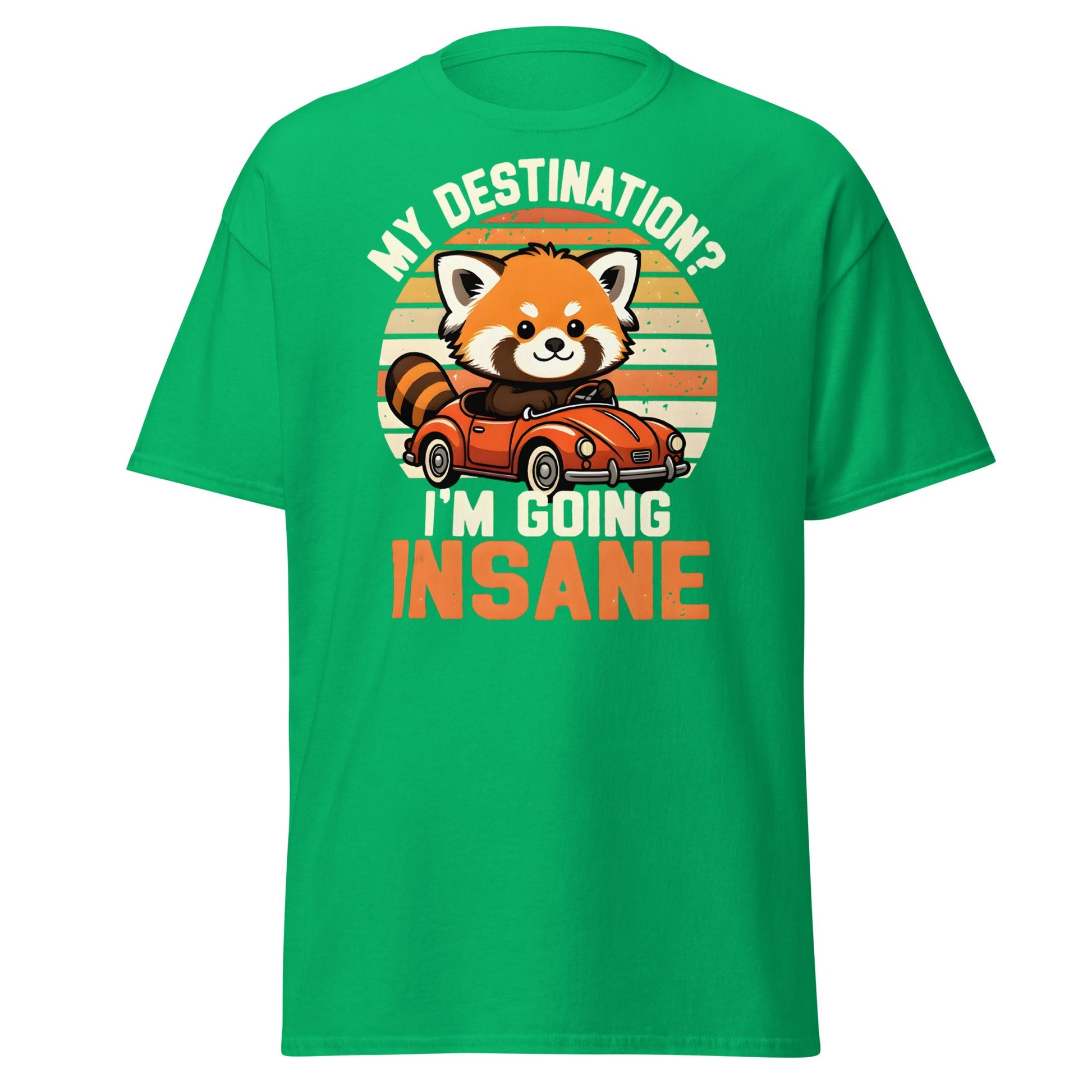 Going Insane Red Panda T-Shirt - Funny Retro Car Tee - Irish Green - T-Shirts Online