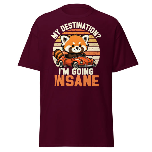 Going Insane Red Panda T-Shirt - Funny Retro Car Tee - Maroon - T-Shirts Online