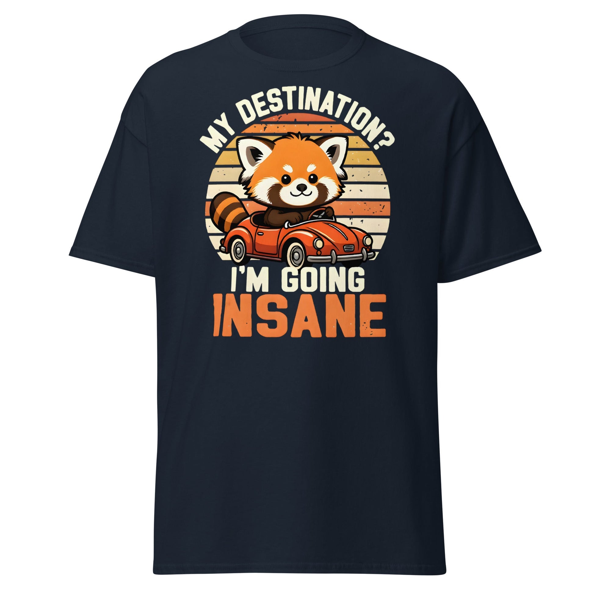 Going Insane Red Panda T-Shirt - Funny Retro Car Tee - Navy - T-Shirts Online