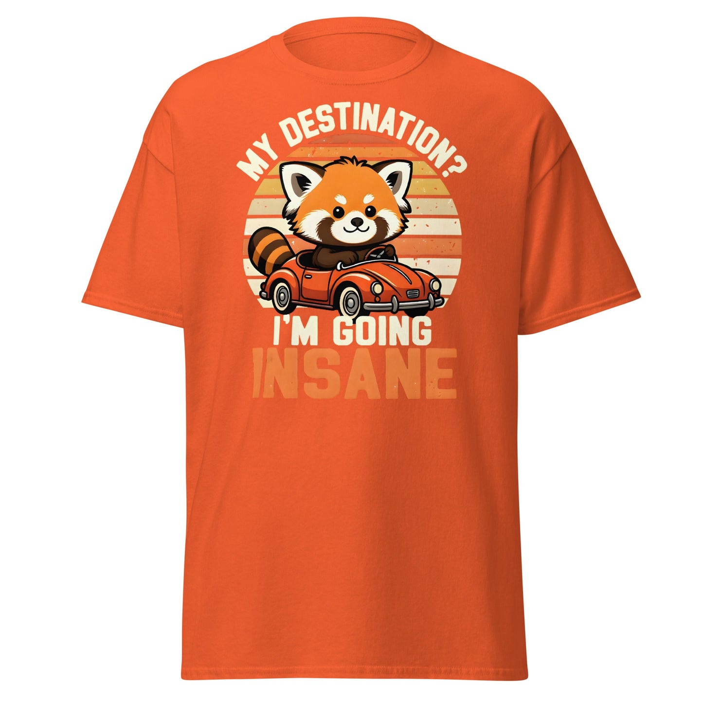 Going Insane Red Panda T-Shirt - Funny Retro Car Tee - Orange - T-Shirts Online