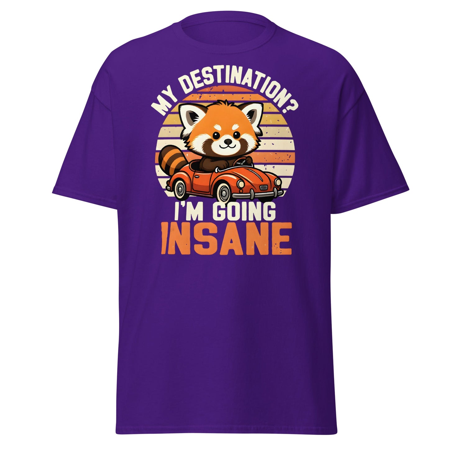 Going Insane Red Panda T-Shirt - Funny Retro Car Tee - Purple - T-Shirts Online