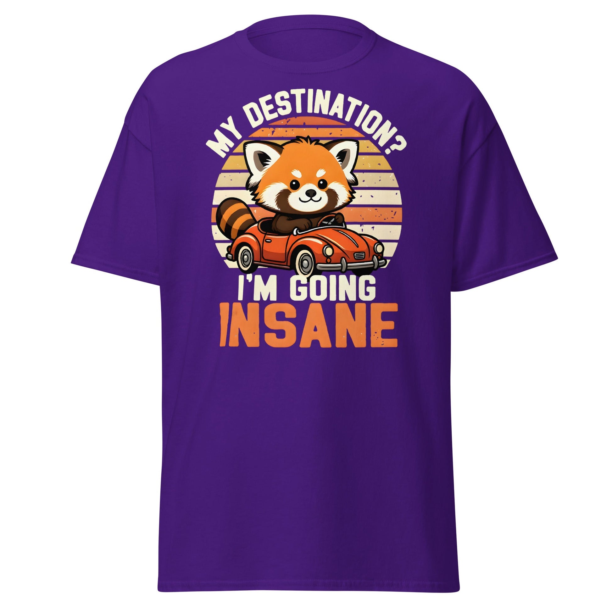 Going Insane Red Panda T-Shirt - Funny Retro Car Tee - Purple - T-Shirts Online