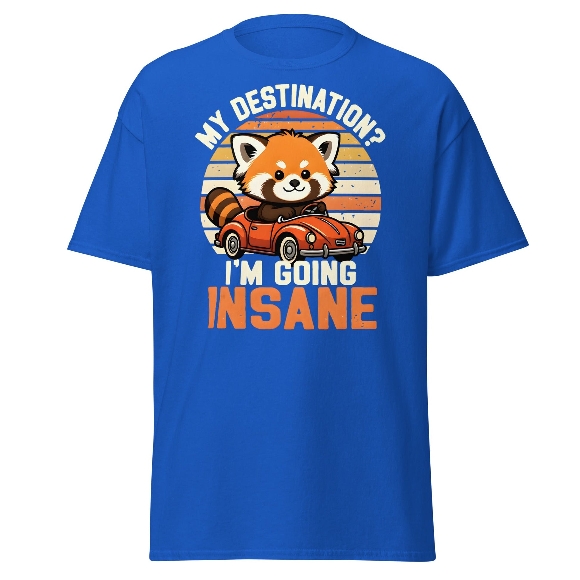Going Insane Red Panda T-Shirt - Funny Retro Car Tee - Royal - T-Shirts Online