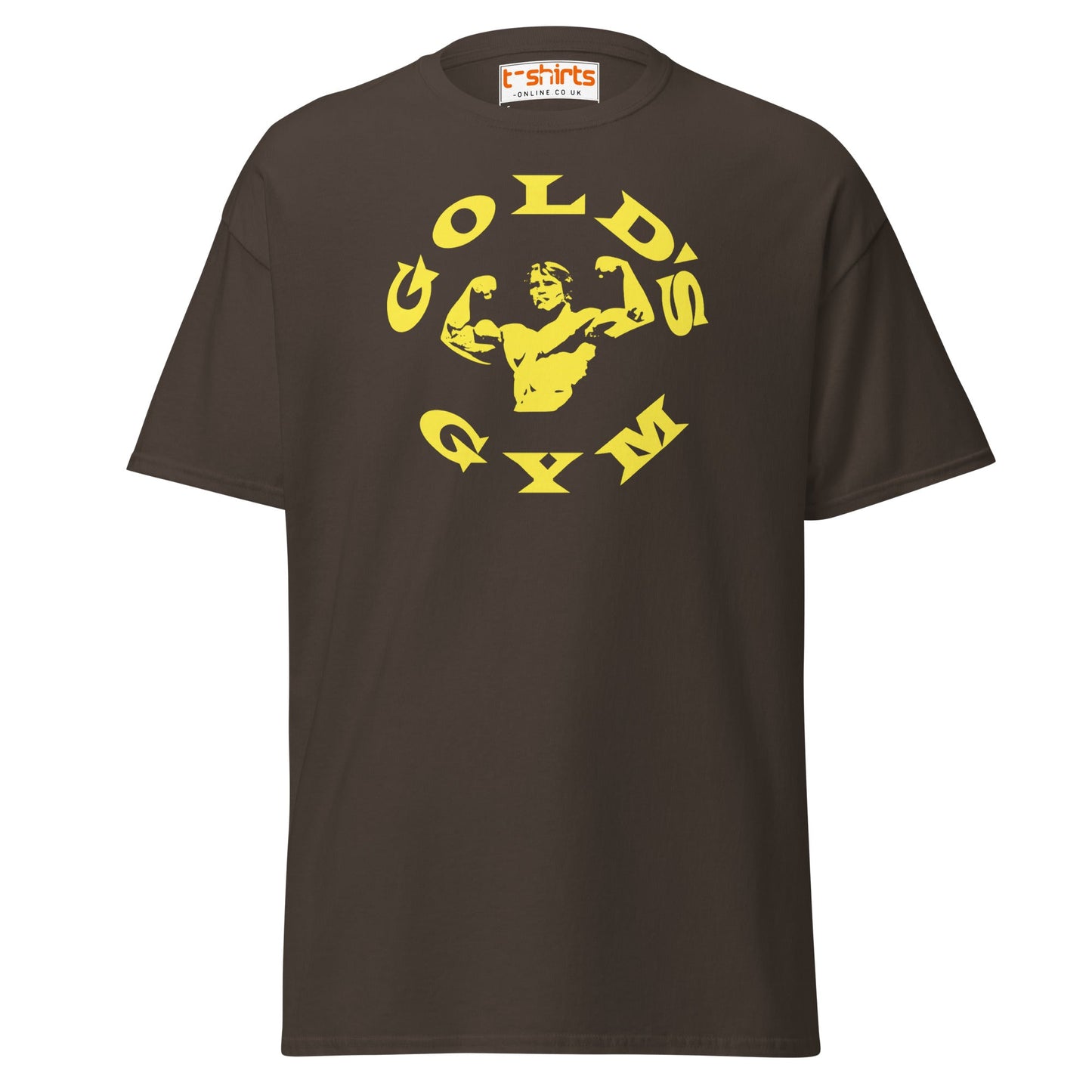 Gold’s Gym T-Shirt | Classic Bodybuilder Fitness Tee - Dark Chocolate - T-Shirts Online