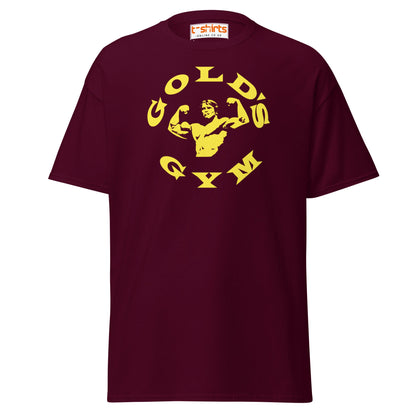 Gold’s Gym T-Shirt | Classic Bodybuilder Fitness Tee - Maroon - T-Shirts Online