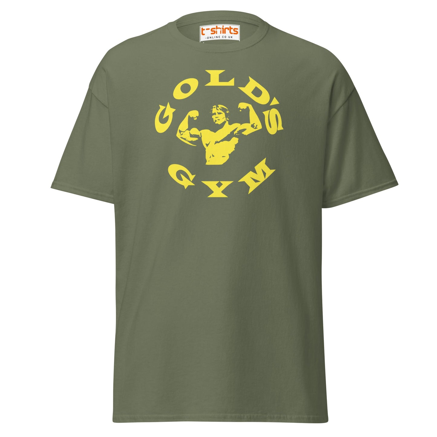 Gold’s Gym T-Shirt | Classic Bodybuilder Fitness Tee - Military Green - T-Shirts Online