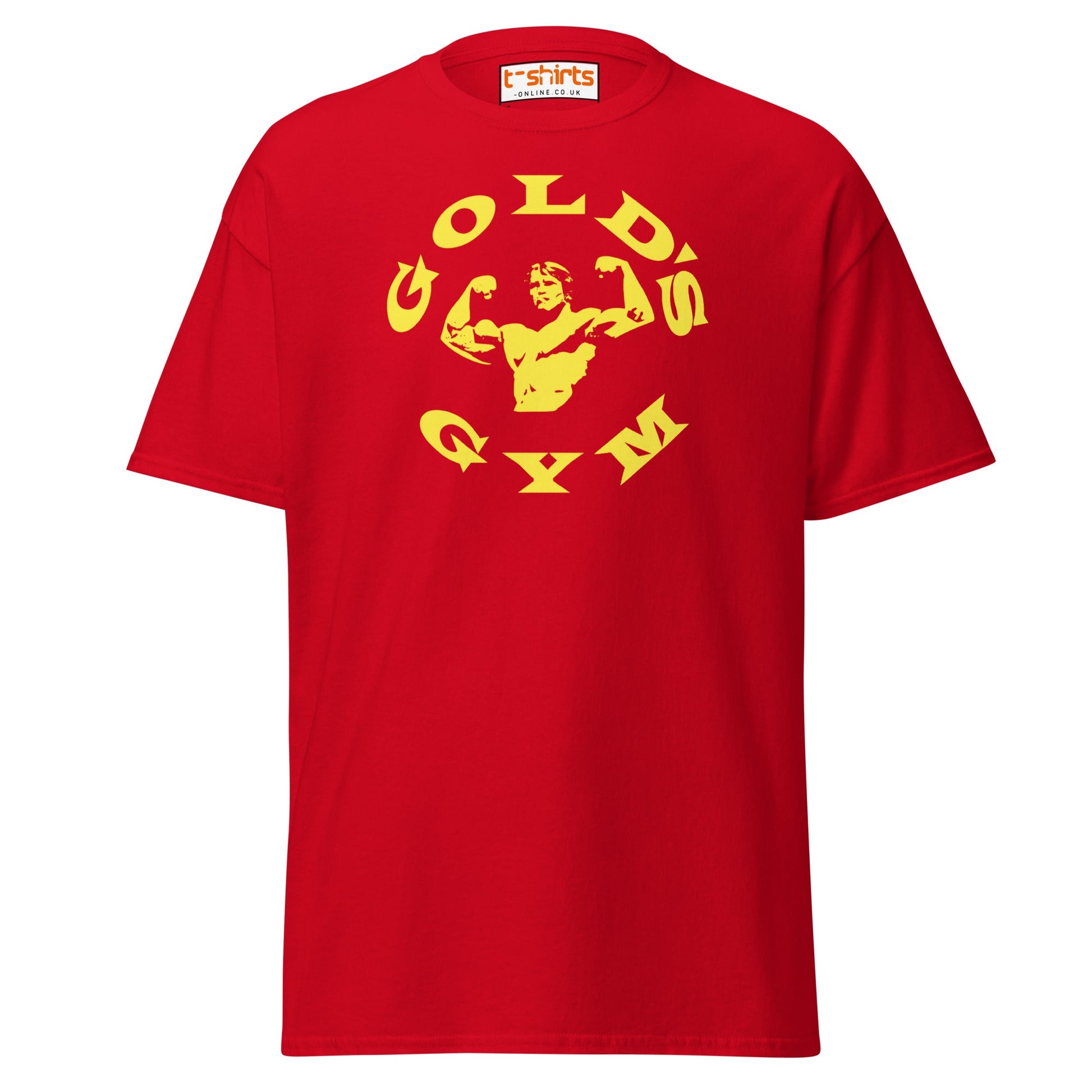 Gold’s Gym T-Shirt | Classic Bodybuilder Fitness Tee - Red - T-Shirts Online