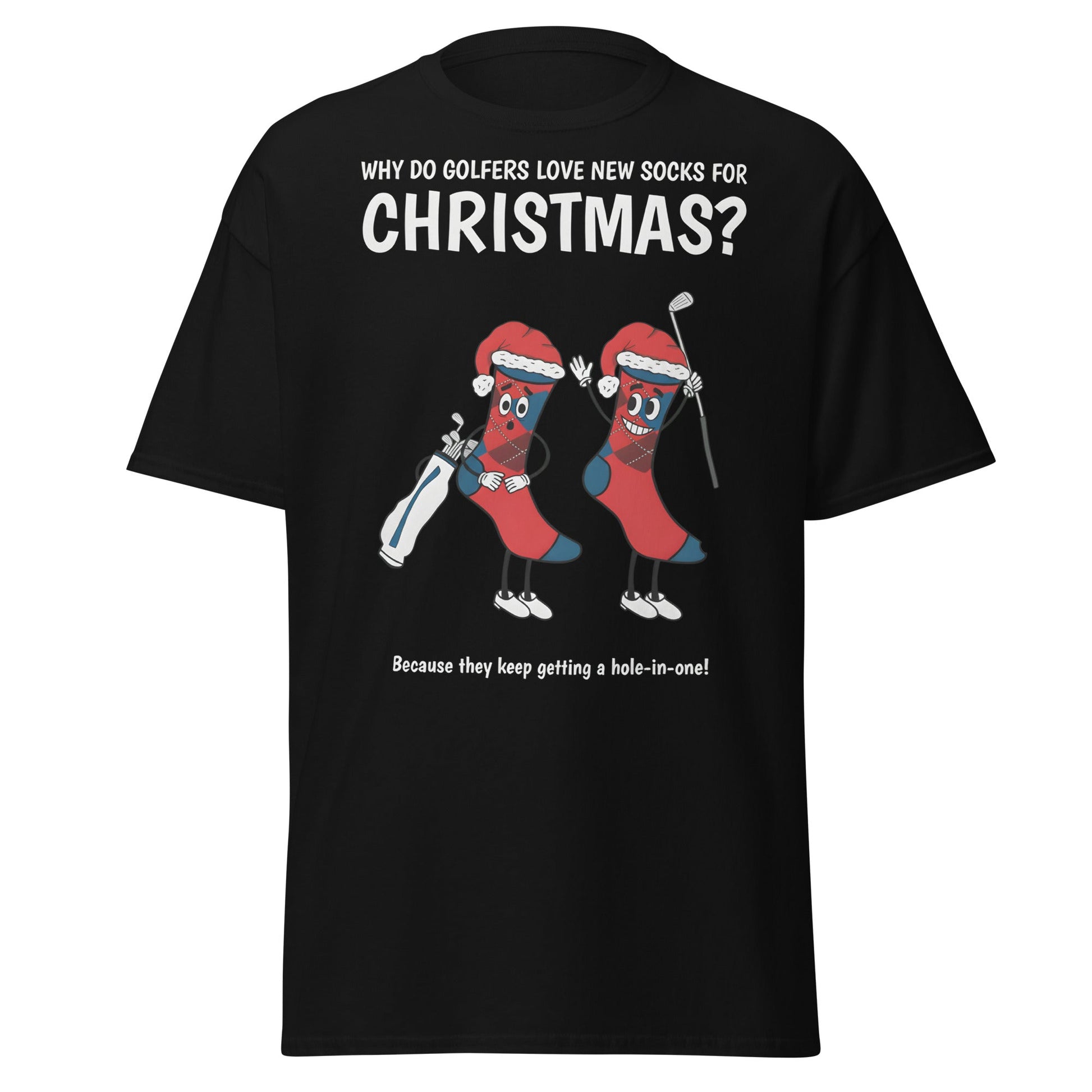 Golfers Love New Socks Christmas T-Shirt | Funny Golf Pun - Black - T-Shirts Online